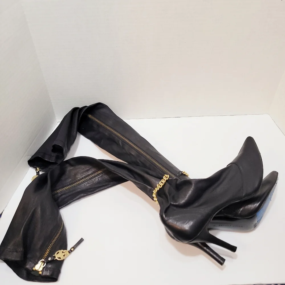 Thomas Wylde Over the Knee OTK Skull Accent Pointy Boots size 6
